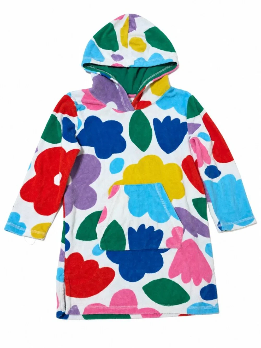 Boden Girls Floral Hooded Terry Swim Cover Up Multicolor Size 5-6Y